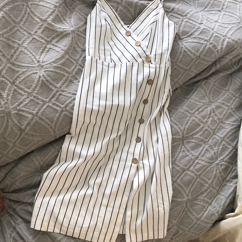 Pinstriped white dress